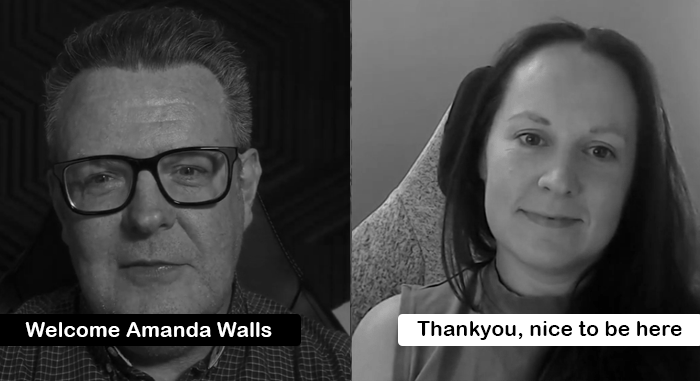 black and white image of amanda walls