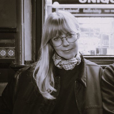 black and white photo of kat thomas
